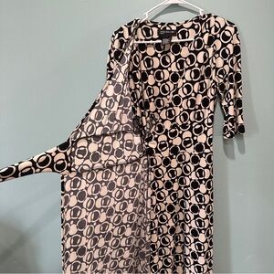 Jones New York Geometric Circle Wrap Dress Career Office Black White